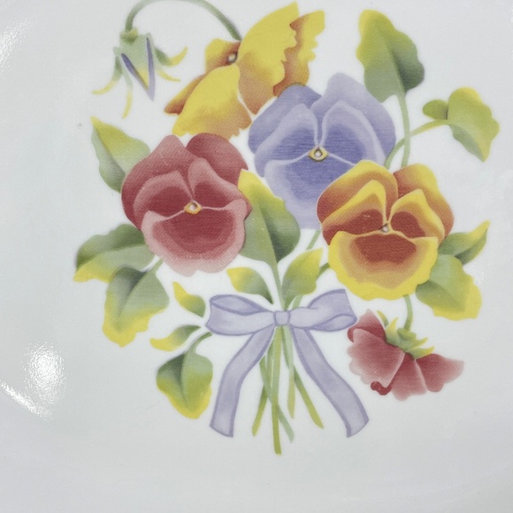 Vintage Corelle Summer Blush Oval Platter Pansy Flowers - Picture 2 of 5